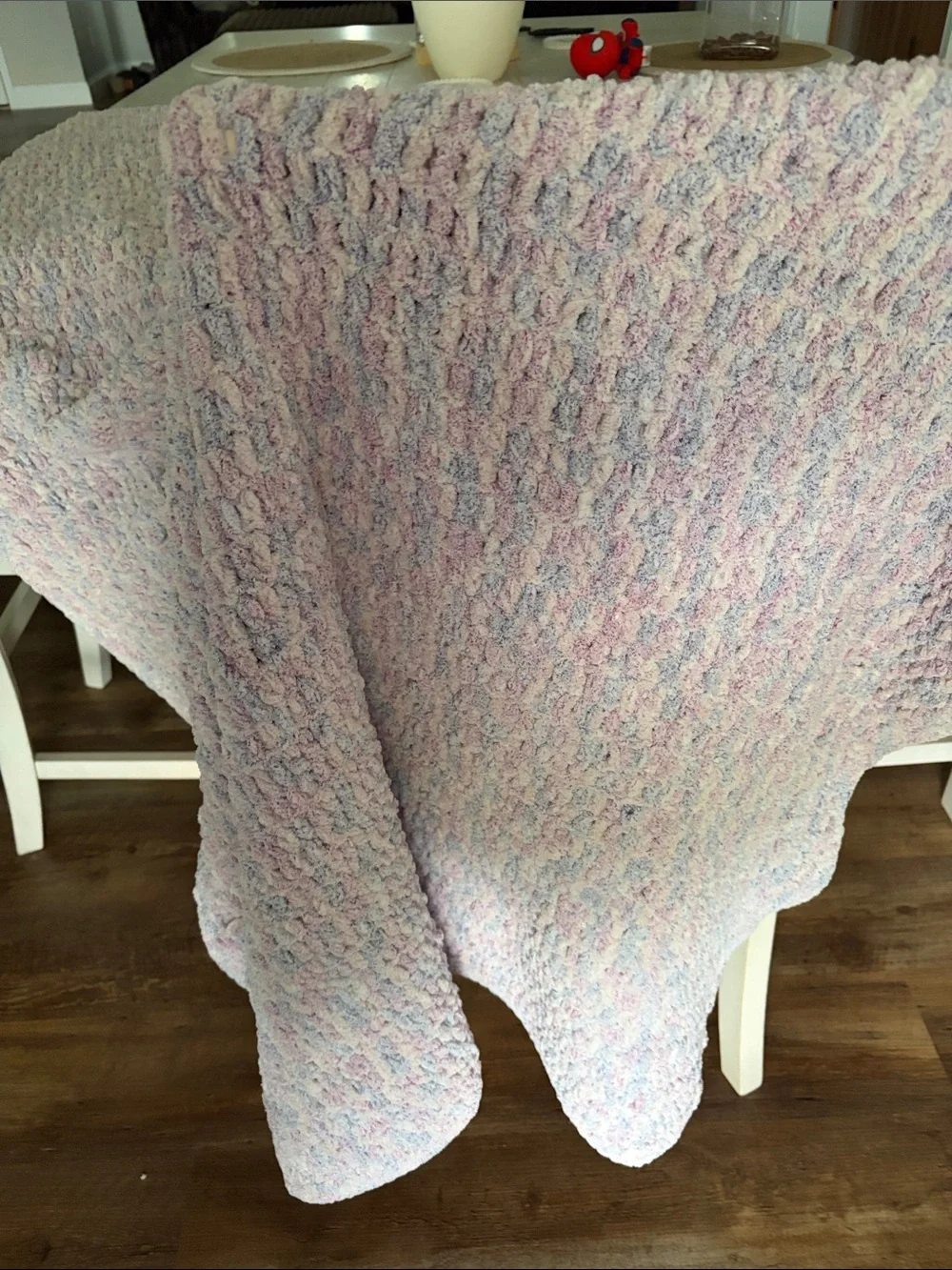 Soft Chunky Knit Throw Blanket in Blush and Gray - Cozy Home Accent